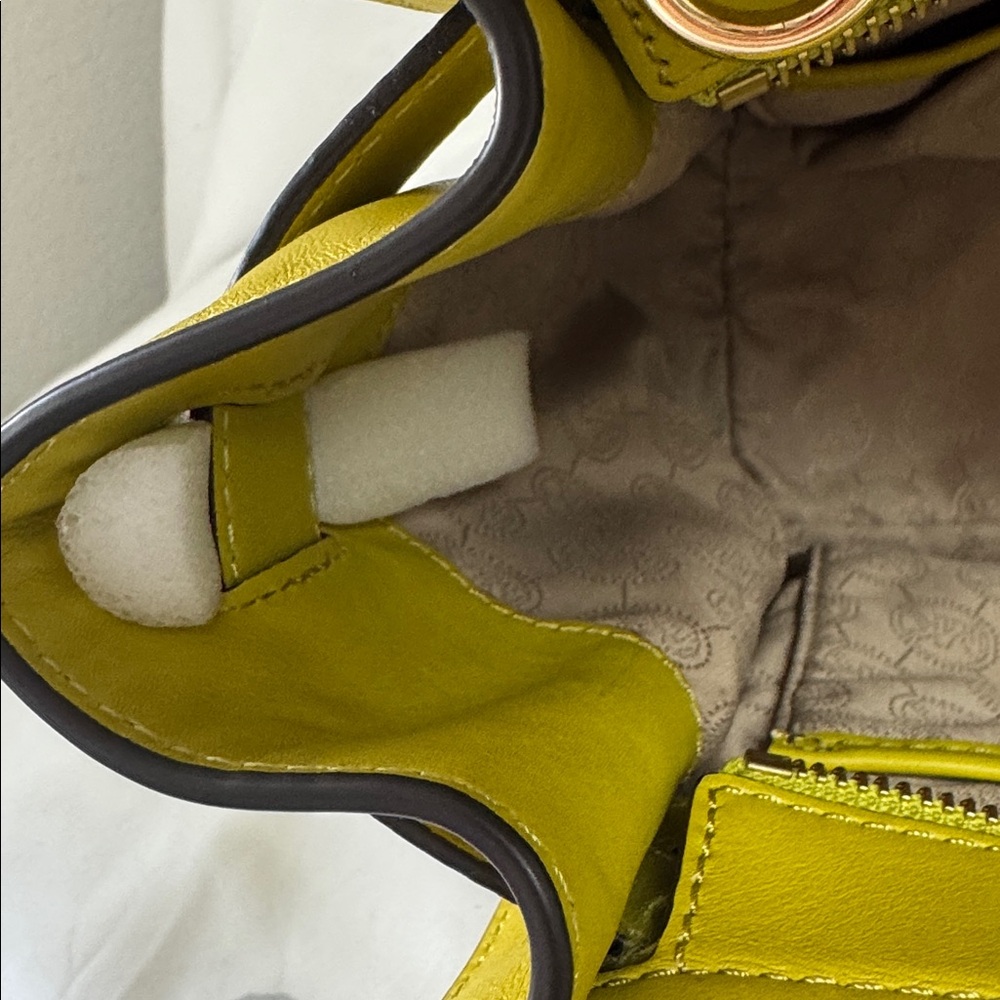 MICHAEL KORS Hamilton Yellow/Lime Green Satchel Bag Leather New Without Tags! - Picture 7 of 10